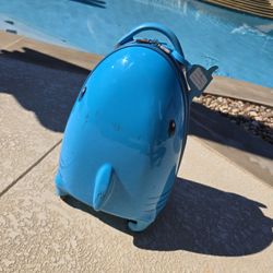 Kids Shark Rolling Swivel Wheels Hardcase Suitcase Carry On Luggage