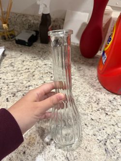 Clear Glass Bud Vase with Ribbed Detail