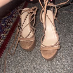 Strappy Nude Wedges
