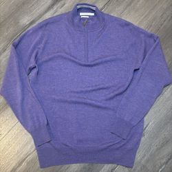 Peter Millar Sweater Mens Medium Purple Italian Merino Wool 1/4 Zip Pullover