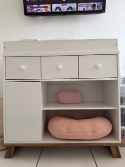 Storkcraft Modern Nursery Changing Table Dresser, White/Vintage Driftwood