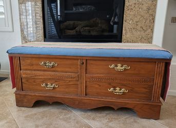 Wooden Storage Bench with Upholstered Seat
