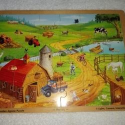 16 inch X 12 inch FARM THEME WOODEN JIGSAW PUZZLE 
