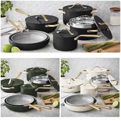 Member's Mark 11-Piece Modern Ceramic Cookware Set Available In Black Green Or Cream Brand New In Box 