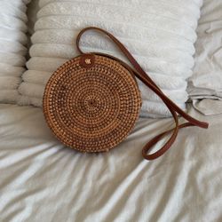 Woven Bamboo Beachy Shoulder Purse 