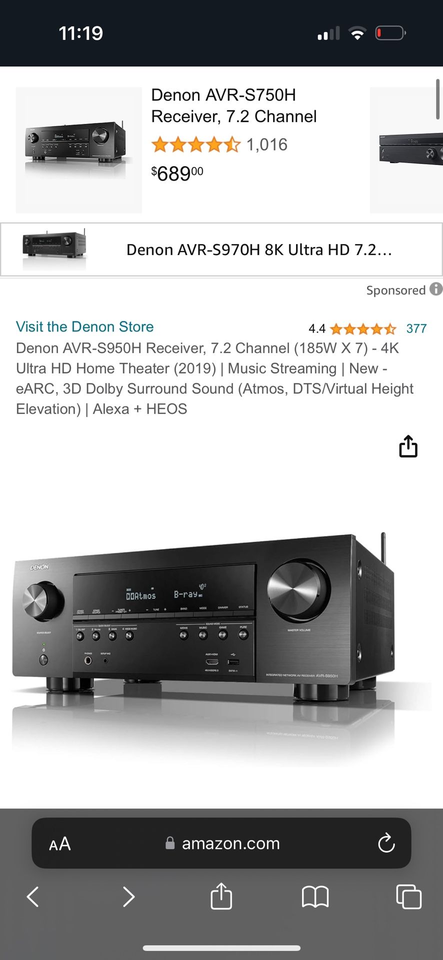 Denon AVR-S950 Receiver 