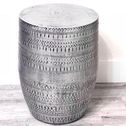 Drum Accent Table in Antique Silver - Please Read Description 