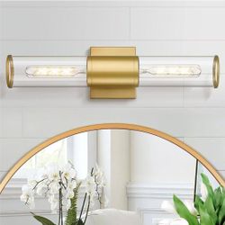 (New in Box)
METWET Bathroom Vanity Light Fixtures, Gold Wall Lights in Clear Glass Indoor Wall Sconce, Modern Wall Light Up and Down Wall Mount Lamp 