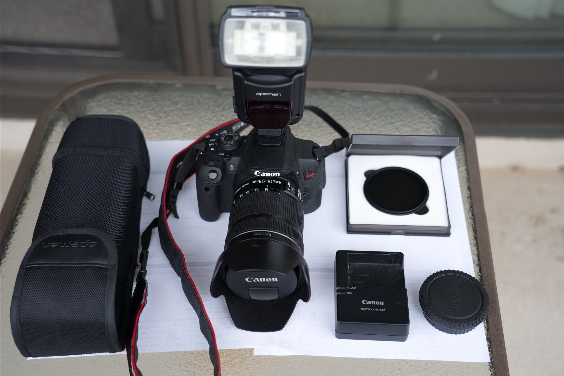 Canon EOS Rebel T5i DSLR + 18-135mm f/3.5-5.6 IS STM Lens + Others