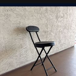 One New Black Slender Portable Slim Thick Padded Folding Chair