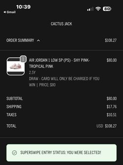 Jordan 1 Travis Scott Sail Tropical Pink (PS) Size 2.5Y