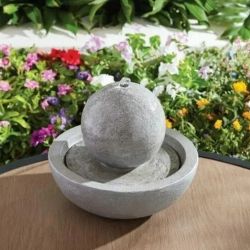 Better Homes & Gardens 12''D Outdoor Resin Grey Tabletop Fountain