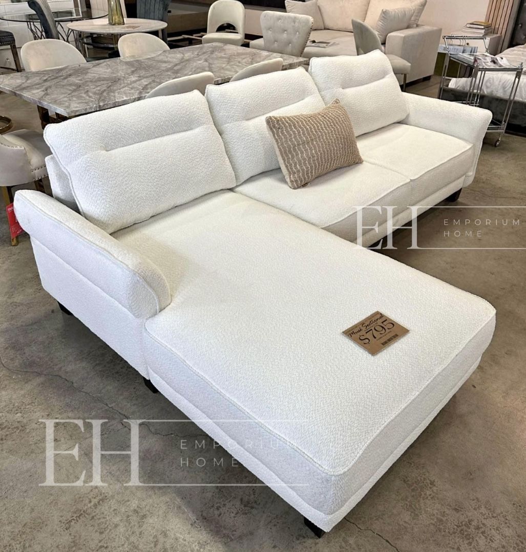White Boucle Sofa Sectional