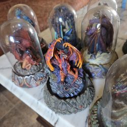 Dragon Figures  With Glass Dome
