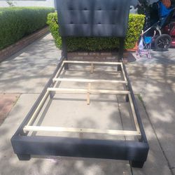 Grey Twin Bed Frame With Box Spring & Mattress 