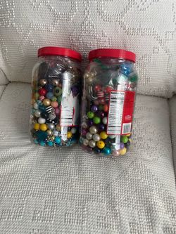 Two Large Jars of Mixed Craft Beads