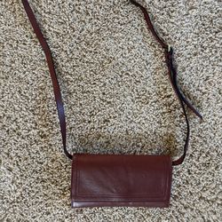 Burgundy Long Leather Bag