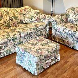 QUEEN SLEEPER SOFA SET w/ matching LOVESEAT, OTTOMAN, PILLOWS