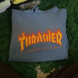 Supreme X Thrasher Hoodie Limited Rare Light Blue