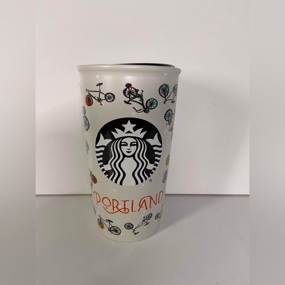 Starbucks Bicycle Portland Oregon Bike Mermaid Logo Ceramic Tumbler Mug Cup 12oz