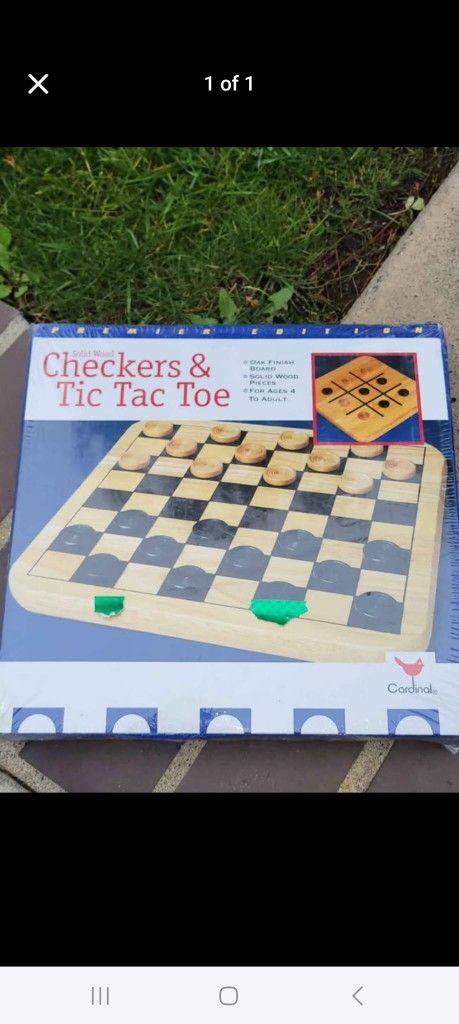 Wood Checkers & Tic Tac Toe Brand New