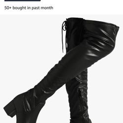 Dream Pair Thigh High Black Boots Size 6.5