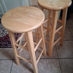 2 Wood  Stools