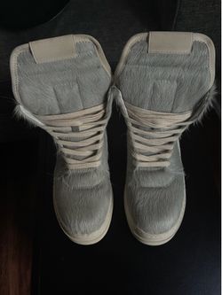 grey pony hair Rick Owens Geobasket sneakers