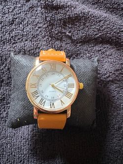 Quartz Watch Roman Numeral Dial Tan Leather Strap