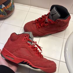 Clean Nike Air Jordan 5 Red Suedes Size 10.5
