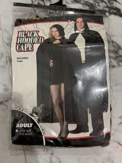 Halloween One Size Unisex Black Hooded Cape