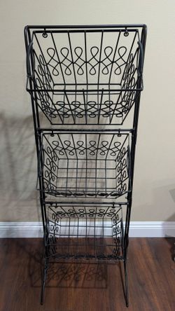 Gourmet three tier floor baskets hanging with stand