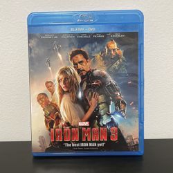 Iron Man 3 Blu-Ray DVD 2 Disc Combo Marvel Disney Robert Downey Jr 2013