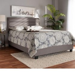 Baxton Studio Beds (Box Spring Required), Double, Grey/Queen 