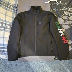 Black RANK 45 men's Mexico embroidered seal softshell jacket 