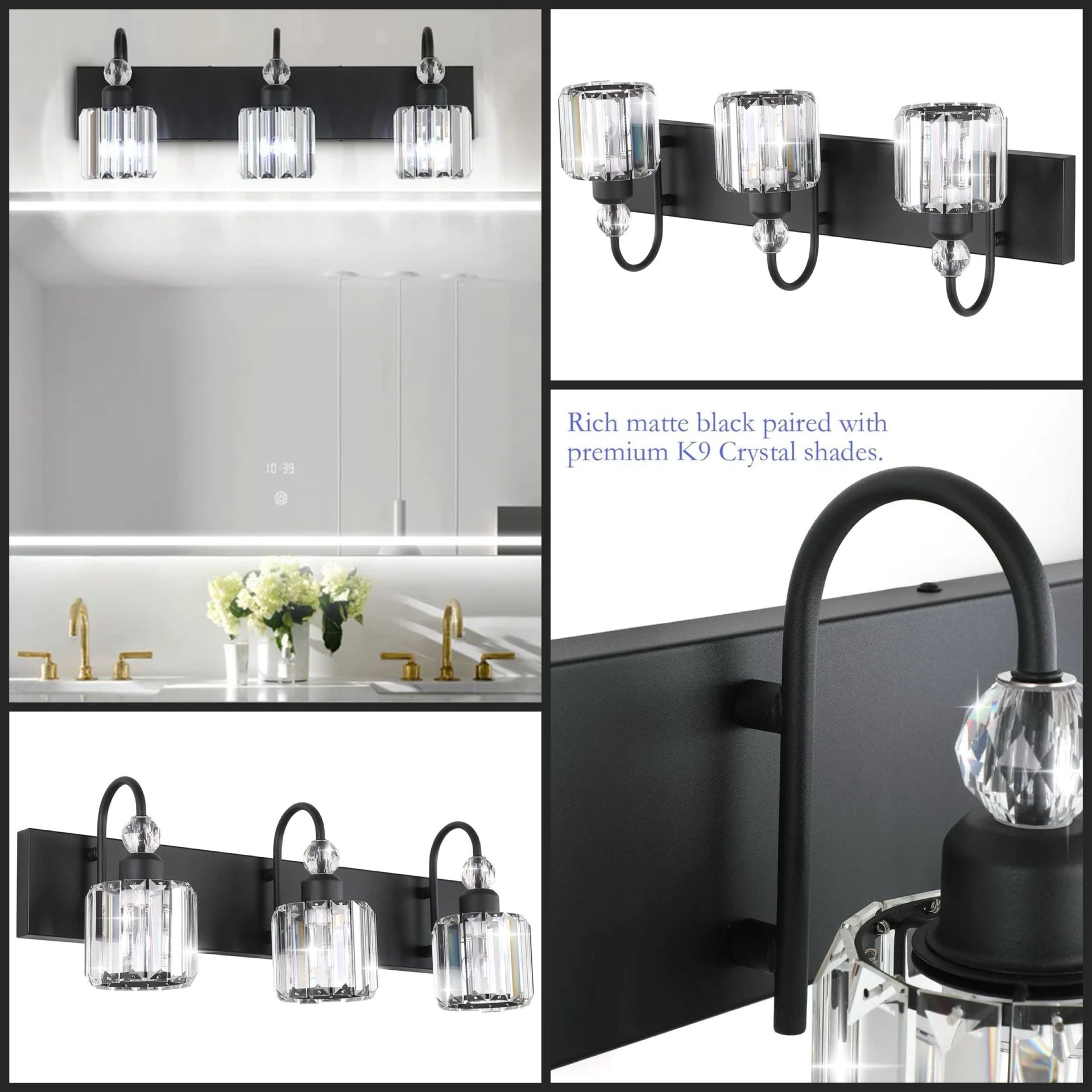 Vanity Lights Modern Crystal Vanity 3 Lights Adjustable...