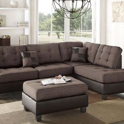 Sectional Sofa Set With Ottoman 