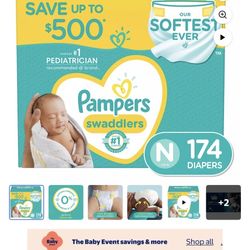 Newborn Diapers 174 Count 