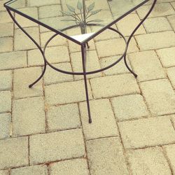 Glass Top Ornmental End Table