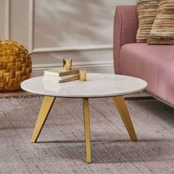 Round Marble Top Coffee Table Gold Legs