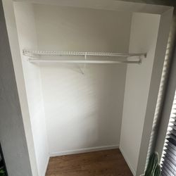 White Wire Closet Shelf & Rod, adjustable (cut to fit)