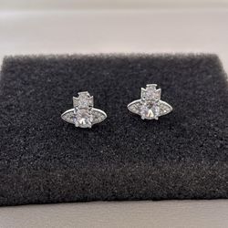 CZ Planet Stud Earrings for Men Women,Streetwear Punk Hip Hop Unisex Earrings