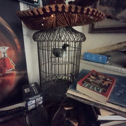 Antique Wrought Iron Bird Cage 