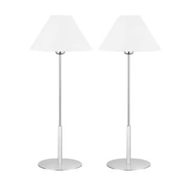 Ashburn 31 in. Nickel Table Lamp with White Fabric Shade (Set of 2)