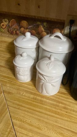 White Ceramic Canister Set of 4
