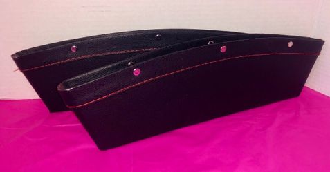 Set of 2 Car Accessories Organization Storage IPhone Sunglasses Keys Tissues Anything Holder Black Leather