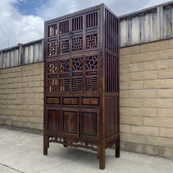 Lattice Oriental 19th Century Armoire Cabinet