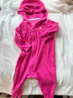 Carter's Baby Girl Pink Footed Zip-Up Romper 6M