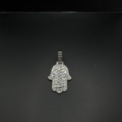 14K White Gold Pendant – 20.00g, 10.50ct Diamonds, Hand of God Design