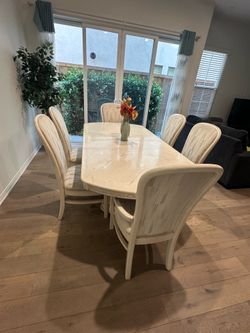 🍽️ Dining Table Set with 6 Chairs & Matching Buffet Cabinet – Moving Sale